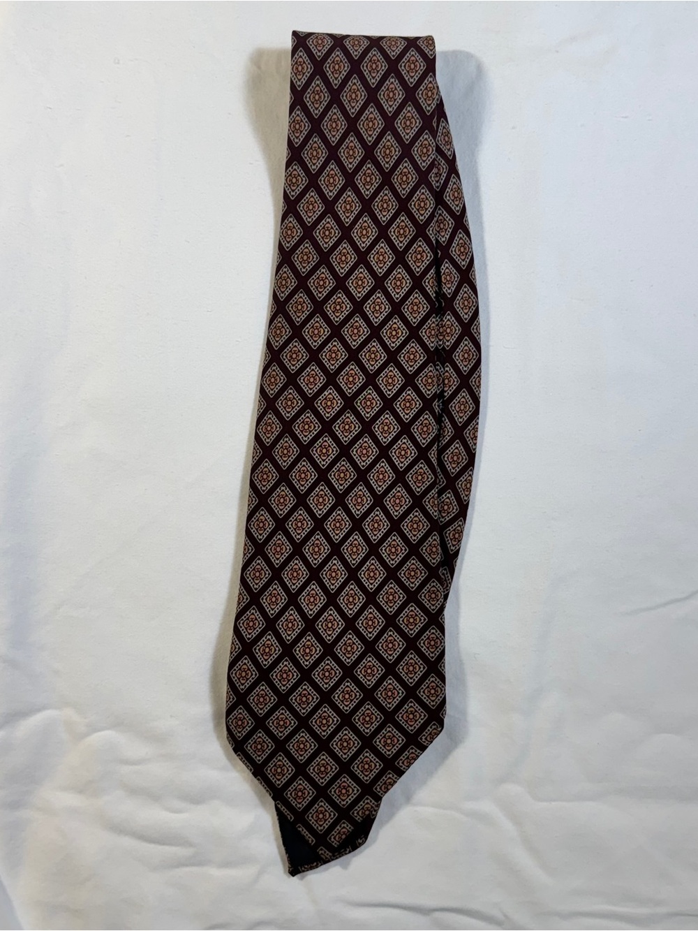 Men's Geometric Silk Tie - Brown Pattern